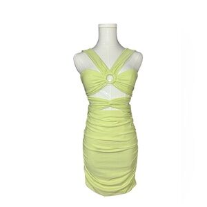 NWOT Tiger Mist Green Cut-Out Strappy Ruched Mini Dress